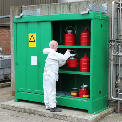 Steel Chemical Store 1125L with Sump and Shelving