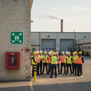 Dim Gray Premium Fire Safety Signs - Fire Assembly Point Icon for Emergency Guides