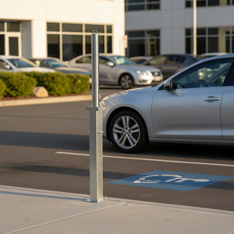 Dim Gray Heavy Duty Retractable Telescopic Round Parking Post - 745mm