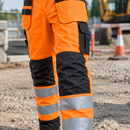 Hi-Vis Class 2 Holster Trousers, Reinforced Knees - Orange/Black (view 2)