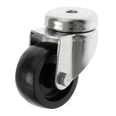 White Smoke Light Duty Bolt Hole Swivel Castors With Black Plastic Wheel - 50mm to 100mm