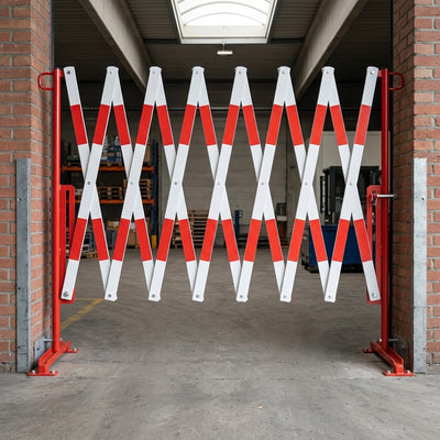 Heavy-duty steel extendable trellis barrier, extends to 4 metres