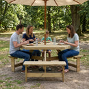 Triangle 6 seater picnic table, 60mm pine top, 50mm parasol hole