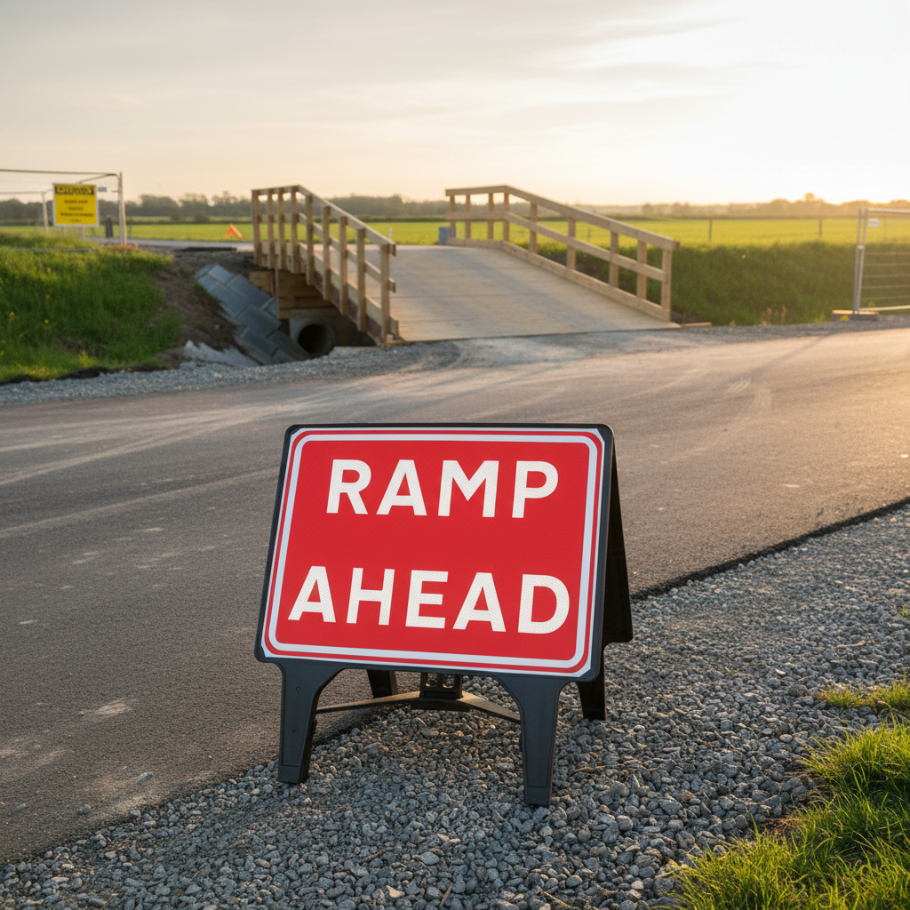 Premium Ramp Ahead Sign - 1050x750mm Safety Signage