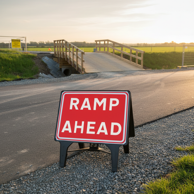 Premium Ramp Ahead Sign - 1050x750mm Safety Signage