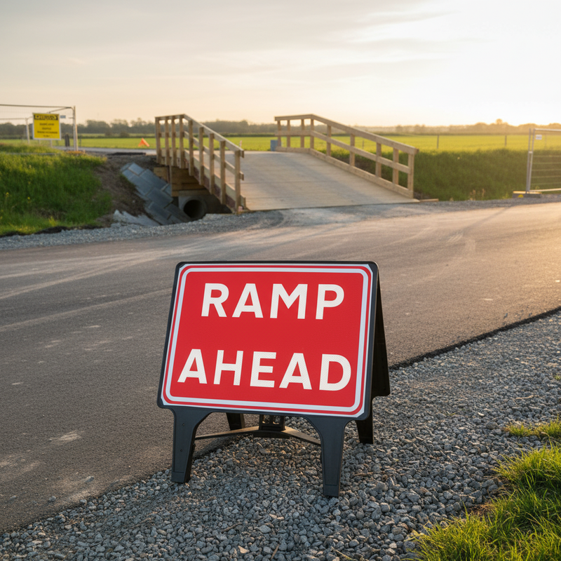 Dim Gray Premium Ramp Ahead Sign - 1050x750mm Safety Signage