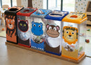 60-litre animal-face recycling bin with polycarbonate body