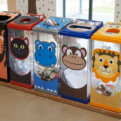 60-litre animal-face recycling bin with polycarbonate body