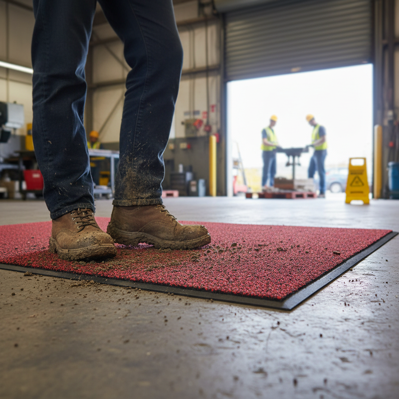 Dim Gray Heavy Duty Scraper Mat for High Traffic Areas - Red