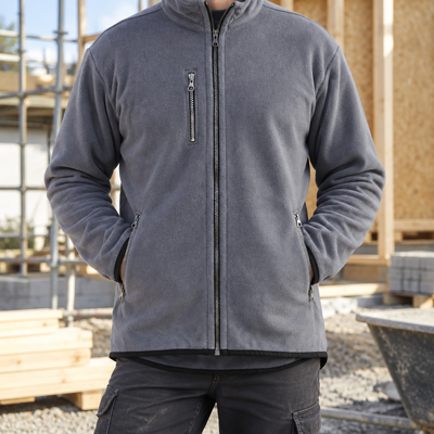 Anti-Pilling Fleece Work Jacket with Extended Rear Panel - Grey