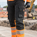 Black/Hi-Vis Orange Class 1 4-Way Stretch Visibility Work Trousers (view 2)