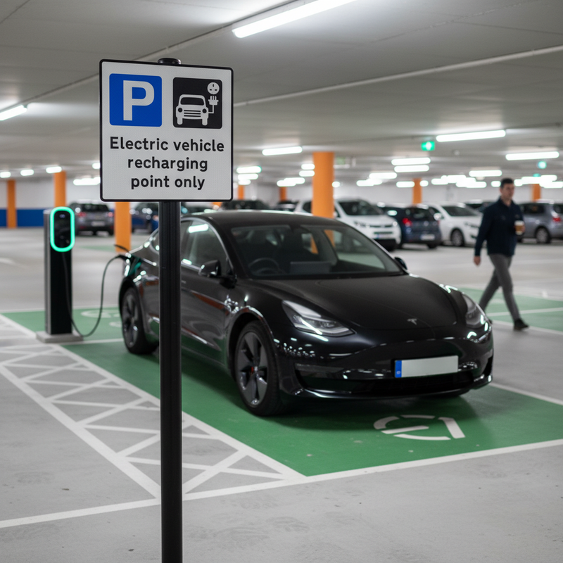Dark Gray Premium Electric Vehicle Charging Point Sign Face - 400mm