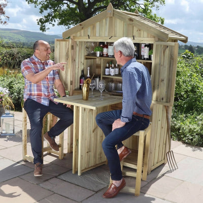 Garden Bar with 2 Stools Set