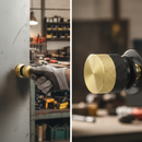 Premium 10 Pack Round Knurled Door Knobs 32mm Brushed Brass & Black Finish for Cabinets and Furniture