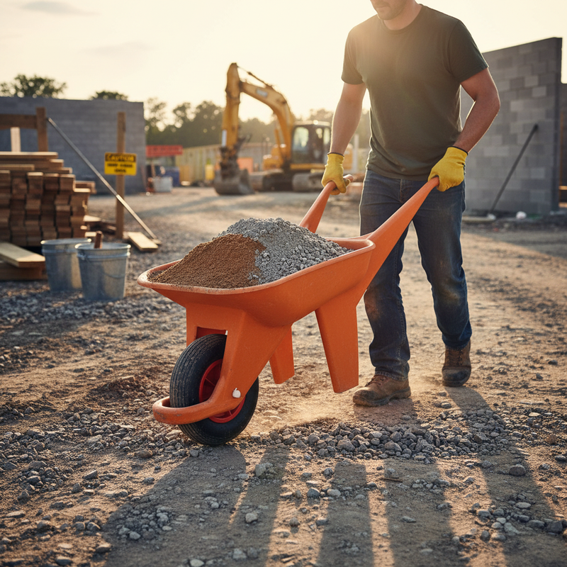 Dim Gray Heavy Duty Plastic Wheelbarrow with Pneumatic Tyre for Versatile Use