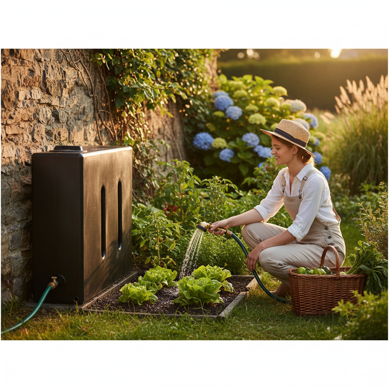 Dark Olive Green Premium Slimline 400 Litre Baffled Water Storage Tank - Heavy Duty