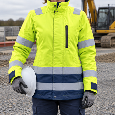 High Visibility Women's Insulated Work Jacket - Yellow/Navy