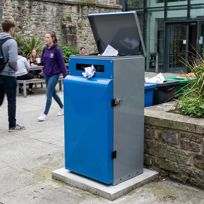 100 litre steel recycling bin with slam lock and drain holes