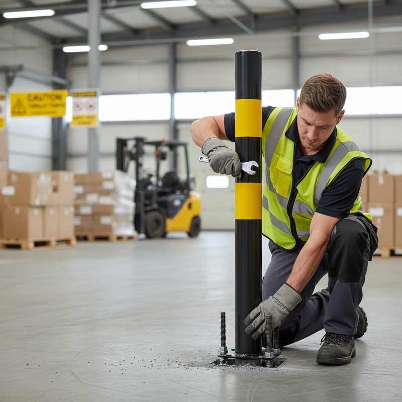 Dark Gray High Visibility Crash Protection Bollard - 1000mm Above Ground