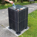 Square plastic slatted open top litter bin 112 litre