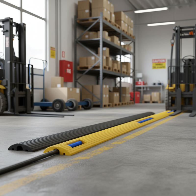 Light Slate Gray Premium Small Cable and Hose Protection Ramp - Heavy Duty Design