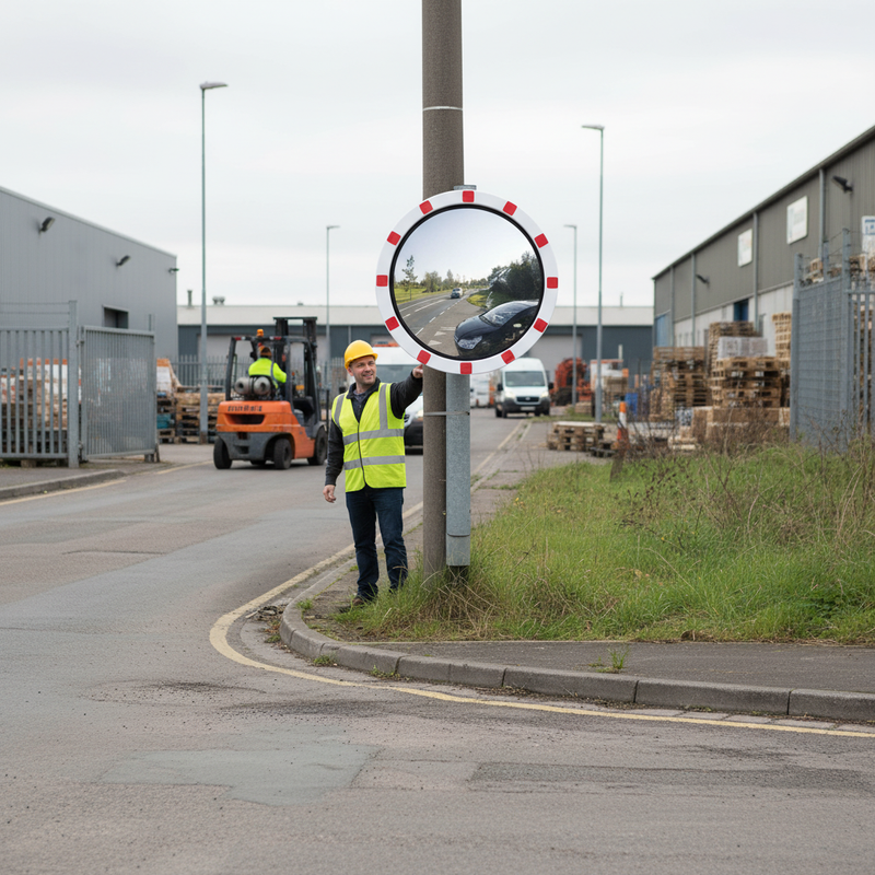 Light Slate Gray Premium Ice-Free Frost & Condensation Resistant Traffic Mirror - Circular