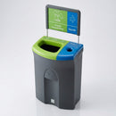 Twin compartment recycling bin 110 litre with open and liquid apertures (view 2)