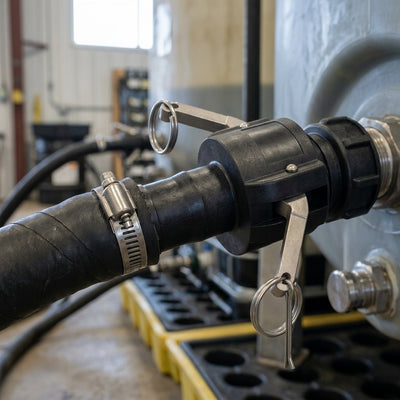 2" Hose Barb Cam Lever Coupler, Polypropylene, Stainless Steel