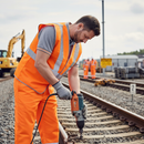 Gray High-Visibility Polyester Safety Vest - Orange for Rail Use