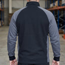 Black/Steel Grey Raglan Sleeve Work Pullover with Zip