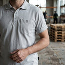 Ice Grey Polo Shirt with Chest Pocket - Cotton-Polyester