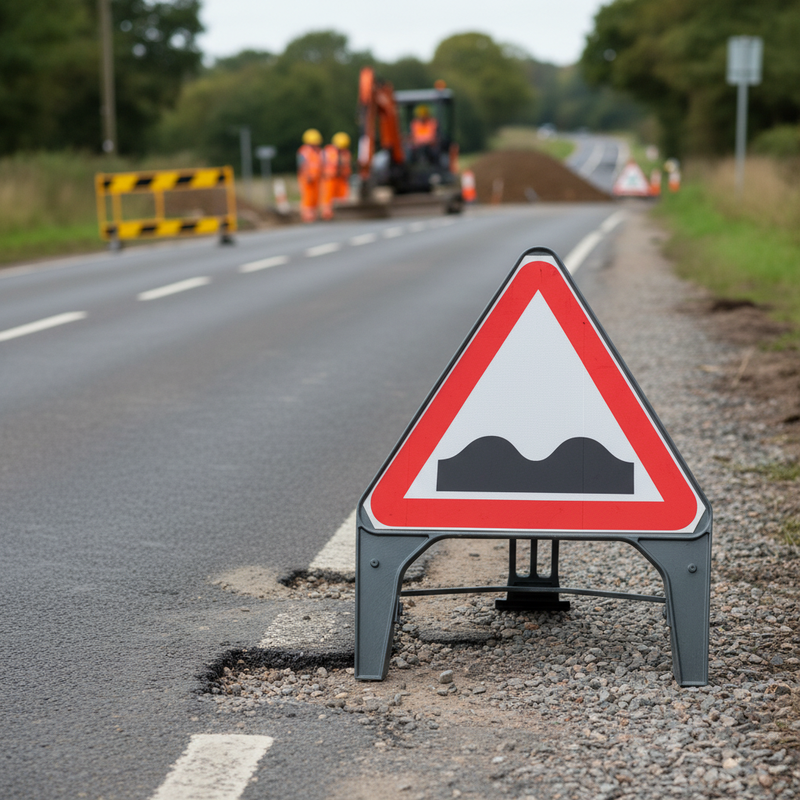 Slate Gray Premium 750mm Q-Sign for Road Traffic Management