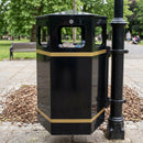 Hexagonal Steel Litter Bin, 100 Litre, Five Apertures