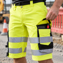 Hi-Vis Yellow/Black Class 1 Flexible Work Shorts EN ISO 20471 (view 2)