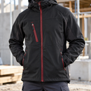 Black/Red Hooded Soft Shell Work Coat (view 2)