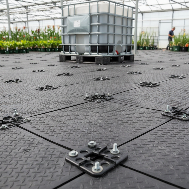 Light Slate Gray Premium Plastic 4-Way Connectors with Washers & Bolts for Safe Mat Connections