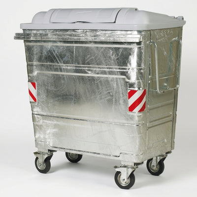 1100 litre galvanised steel wheeled recycling waste container