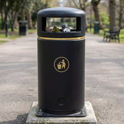 90 Litre Outdoor Litter Bin with Hooded Design