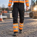 Black/Hi-Vis Orange Class 1 4-Way Stretch Visibility Work Trousers