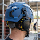 Blue Vented Helmet with Ear Protection Kit