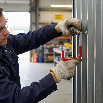 Heavy Duty Galvanised Steel Wall Hook with Red Rubberised Grip