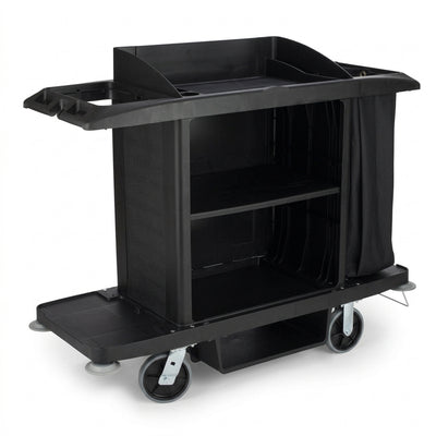 Large polypropylene housekeeping cart with 20cm wheels