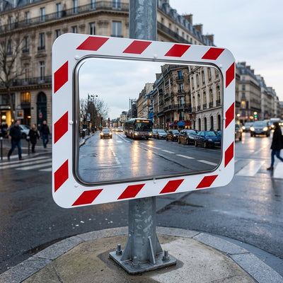 800 × 600mm stainless steel traffic mirror with anti-frost system