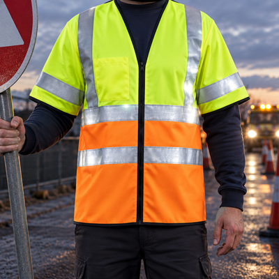 Hi-Vis Yellow/Orange Flame Resistant Vest with Sleeves Class 3/2