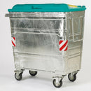 1100 litre galvanised steel wheeled container EN 840