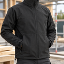 Windproof Softshell Work Jacket with High Collar - Black (view 2)