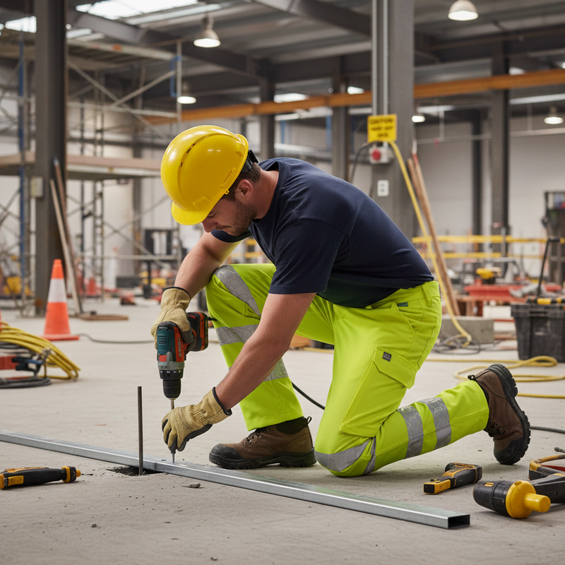 Rosy Brown Premium Hi-Vis Recyclable Trousers - Saturn Yellow