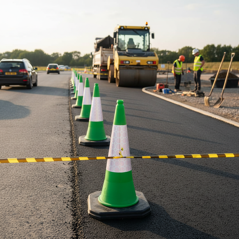 Dark Slate Gray Premium Green Traffic Cone - 750mm 2-Piece with High Durability