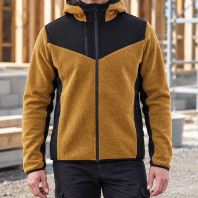 Honey Gold/Black Hooded Fleece Jacket with Reinforced Panels