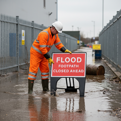 High-Performance Flood Footpath Closed Sign 600 x 450mm